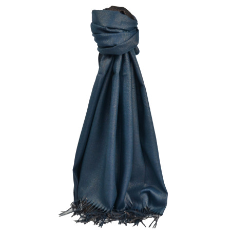 Farfouillette Milan Lurex Wool Scarf with Fringes Petrol