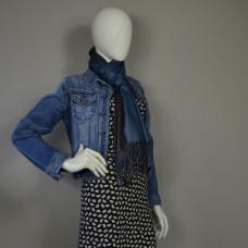 Farfouillette Milan Lurex Wool Scarf with Fringes Petrol