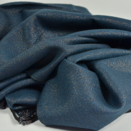 Farfouillette Milan Lurex Wool Scarf with Fringes Petrol