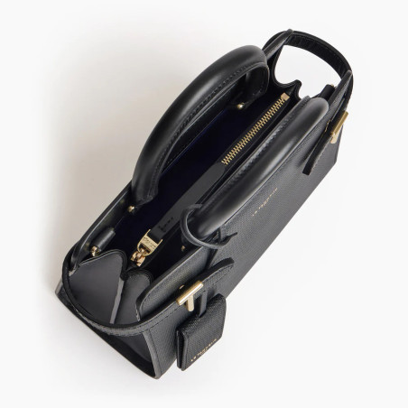Le Tanneur Emilie Small Signature T Leather Handbag Black