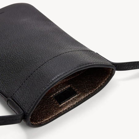 Gerard Darel Ladyphone Smartphone Pouch Black Leather and Gold