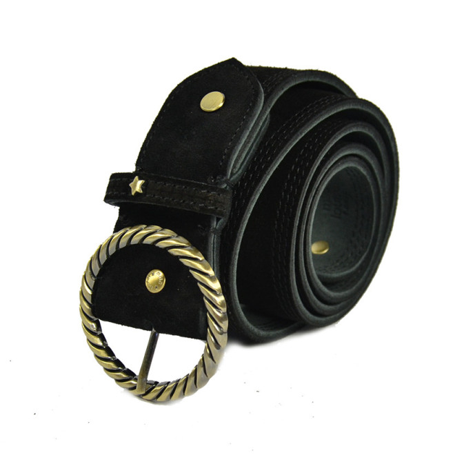 Mila Louise Pale V Leather Velvet Adjustable Waist L Black Belt