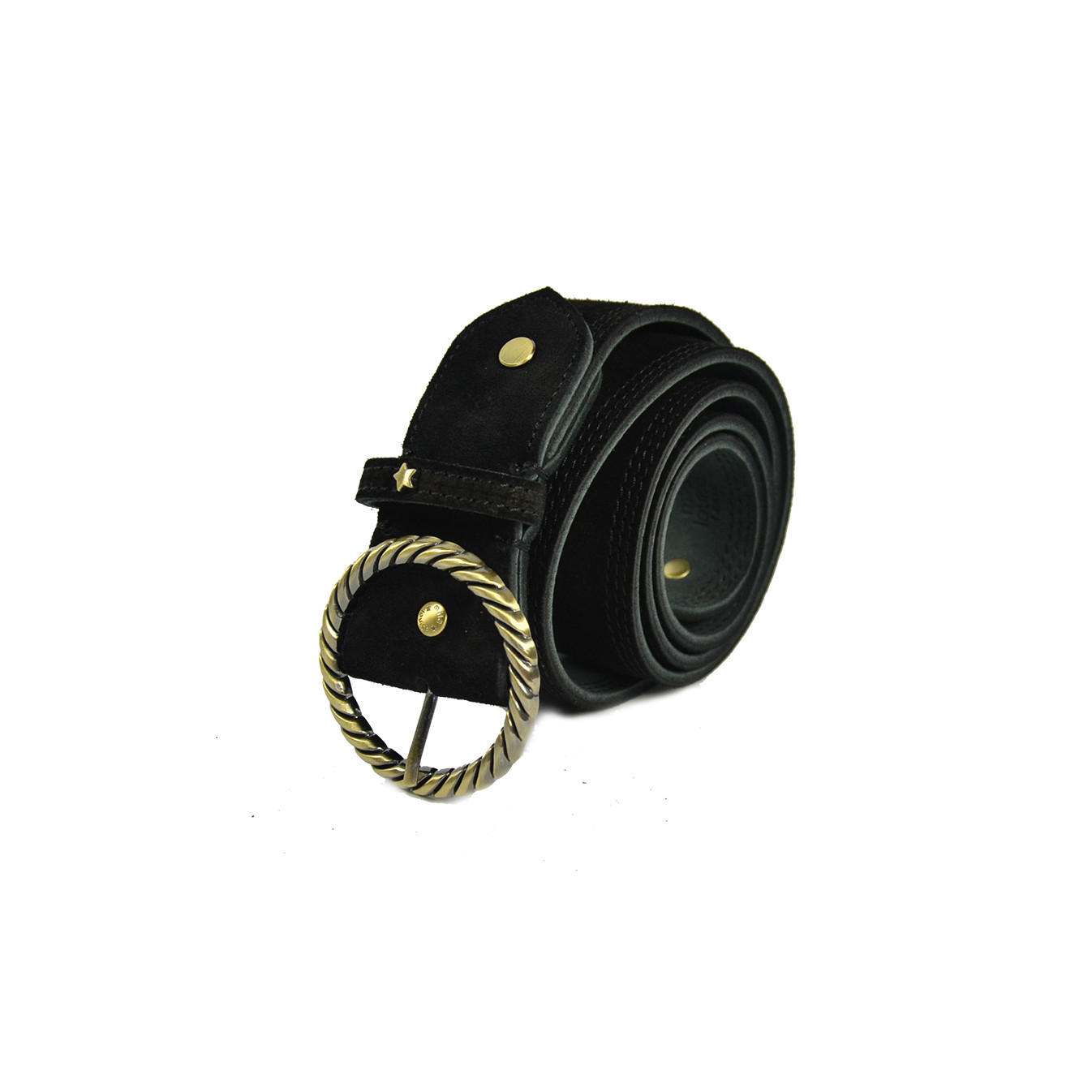 Mila Louise Pale V Leather Velvet Adjustable Waist L Black Belt