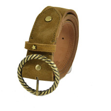 Mila Louise Pale V Leather Velvet Adjustable Waist L Tobacco Belt