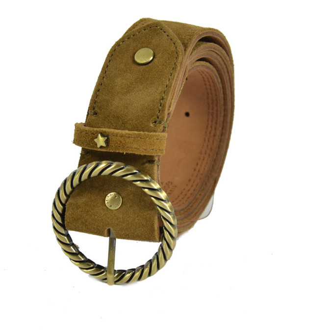 Mila Louise Pale V Leather Velvet Adjustable Waist L Tobacco Belt