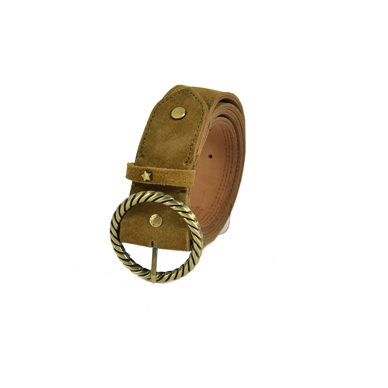 Mila Louise Pale V Leather Velvet Adjustable Waist L Tobacco Belt