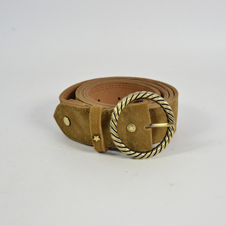 Mila Louise Pale V Ceinture Cuir Velours Ajustable Taille L Tabac face