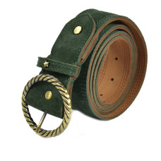 Mila Louise Pale V Velvet Leather Adjustable Belt Size L Taiga Green