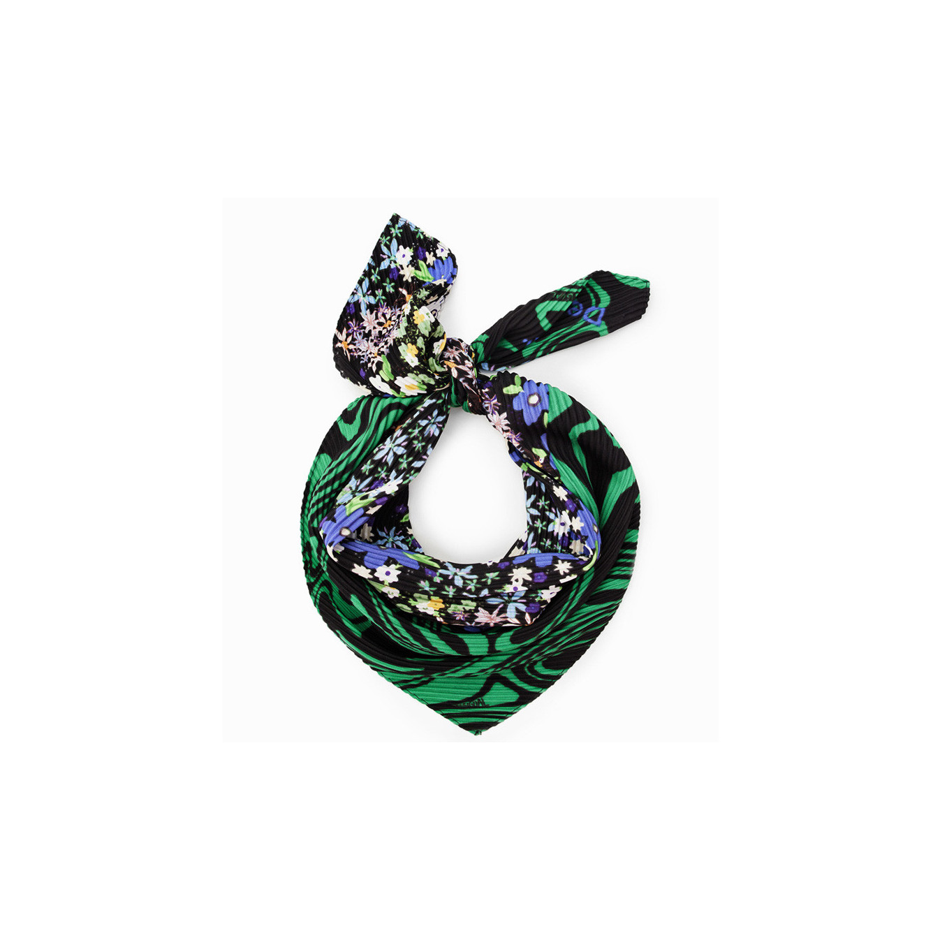 Desigual Flores Foulard carré plissé Musgo