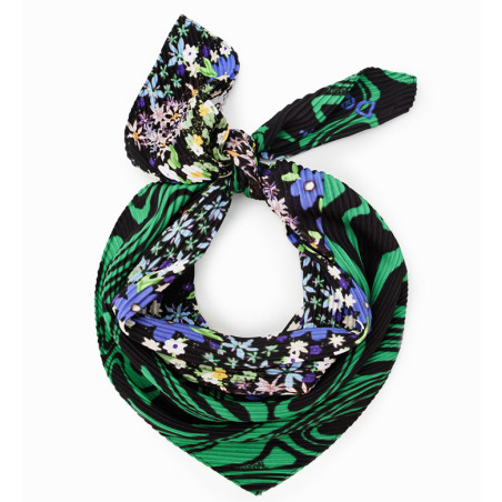 Desigual Flores Foulard carré plissé Musgo