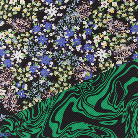 Desigual Flores Pleated Square Scarf Moss