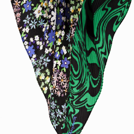 Desigual Flores Pleated Square Scarf Moss