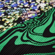 Desigual Flores Pleated Square Scarf Moss