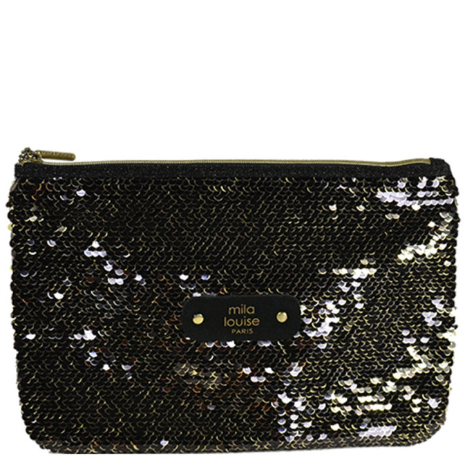 Mila Louise Poch GM SC7 Bag and Cosmetic Sequin Pouch Black