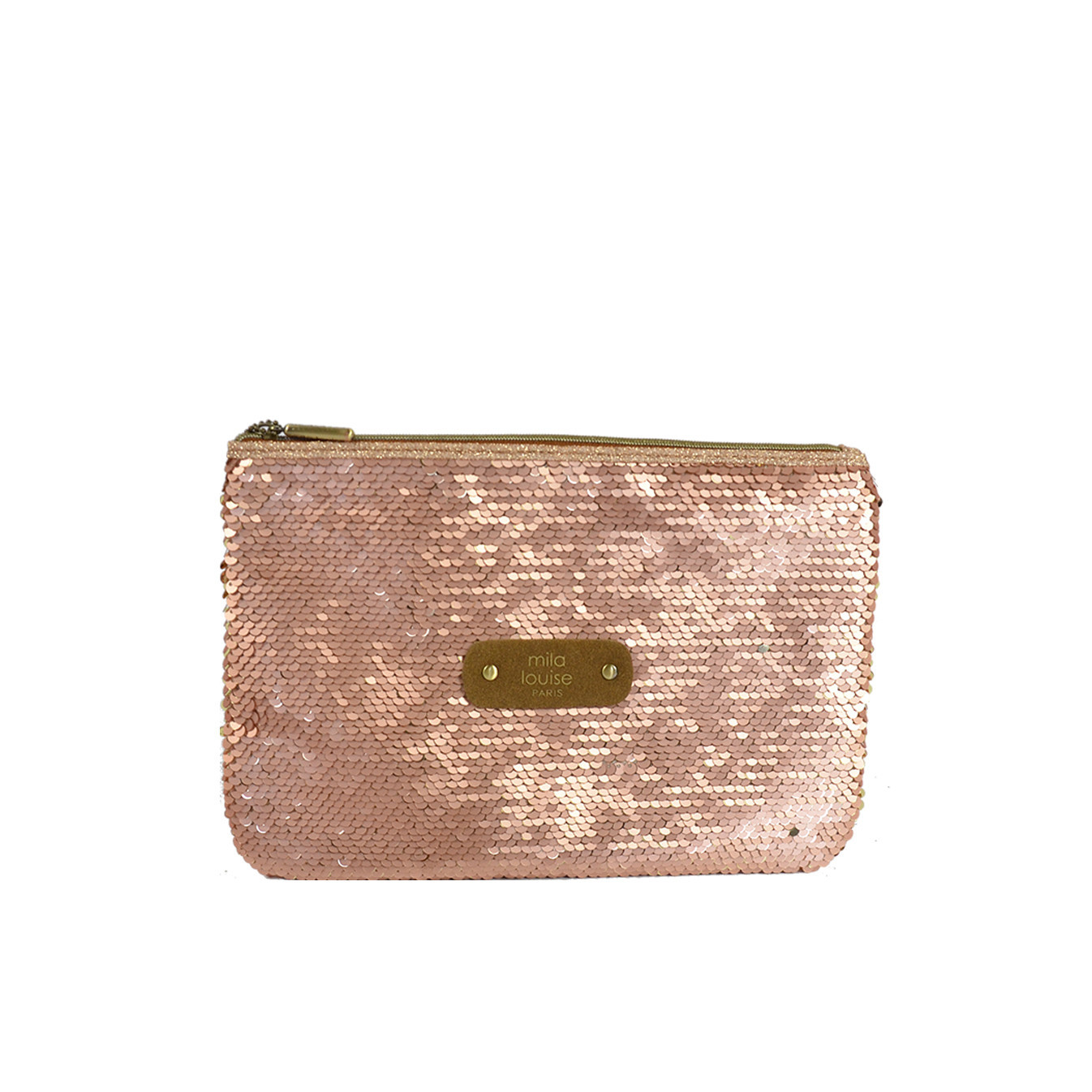 Mila Louise Poch GM SC7 Bag and Cosmetic Sequins Trousse Tobacco