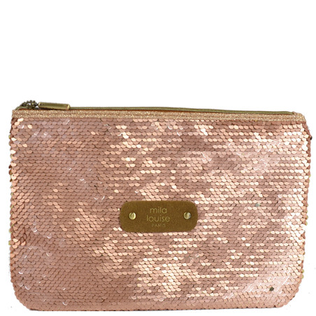Mila Louise Poch GM SC7 Bag and Cosmetic Sequins Trousse Tobacco