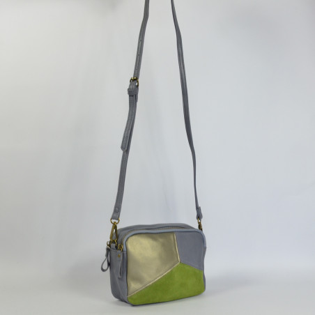Farfouillette Crossbody Calfskin Bag 7009 Grey Blue
