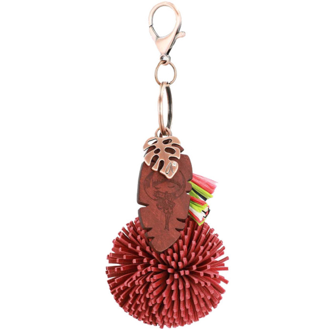 Porte-clés Avec Pompon Et Pendentif Papillon – Design Goutte D’huile, Acier Inoxydable, Longueur 9 Cm – Cadeau Charmant - 5