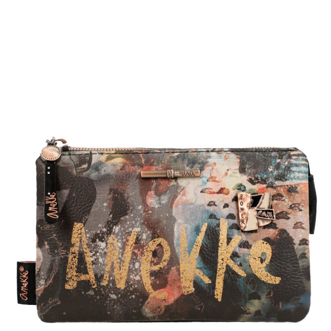 Anekke Porte-monnaie Imprimé Peace & Love - Pratique Et Stylé Avec Chaîne Dorée