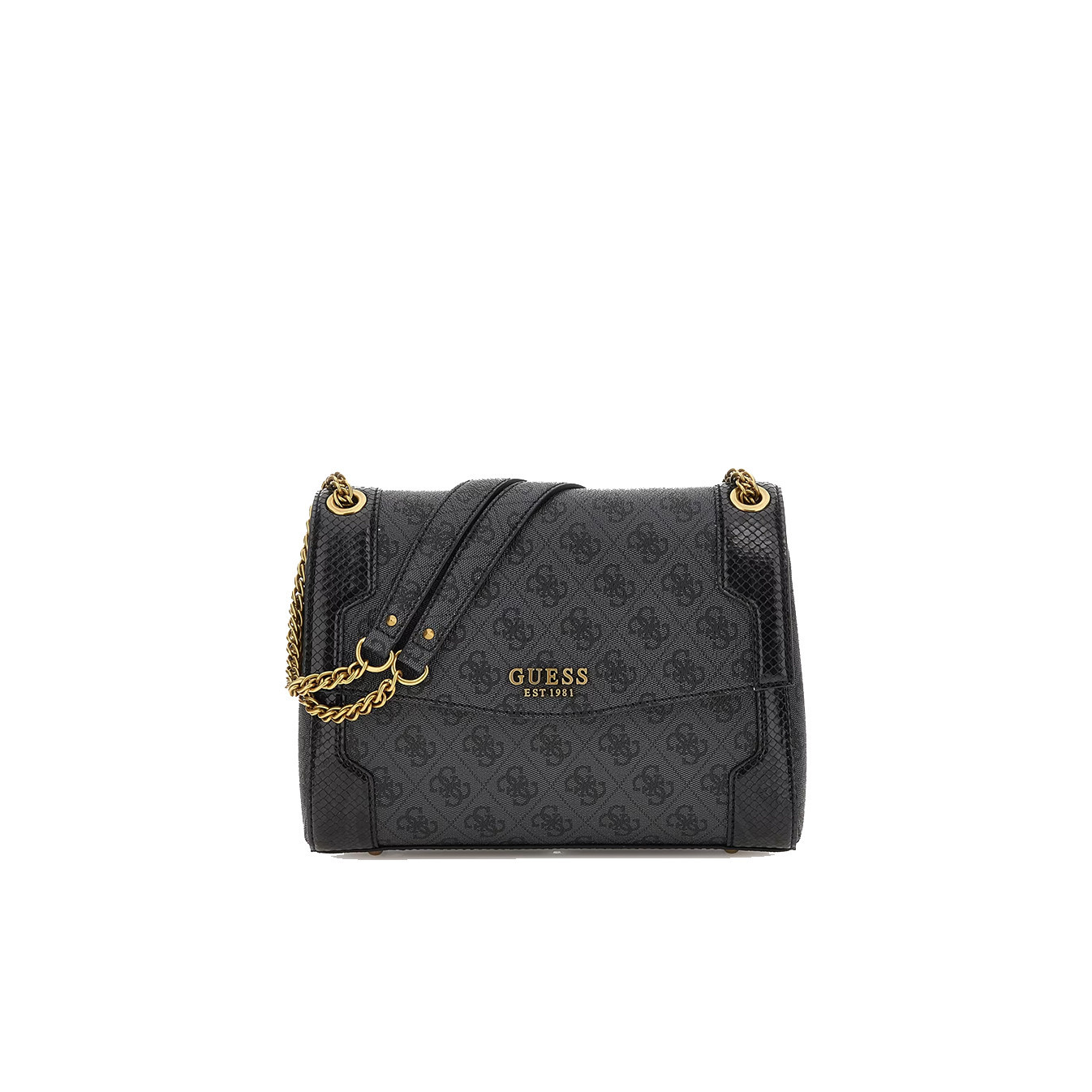 Guess Ajiona Mini Shoulder Bag Coal Logo Black