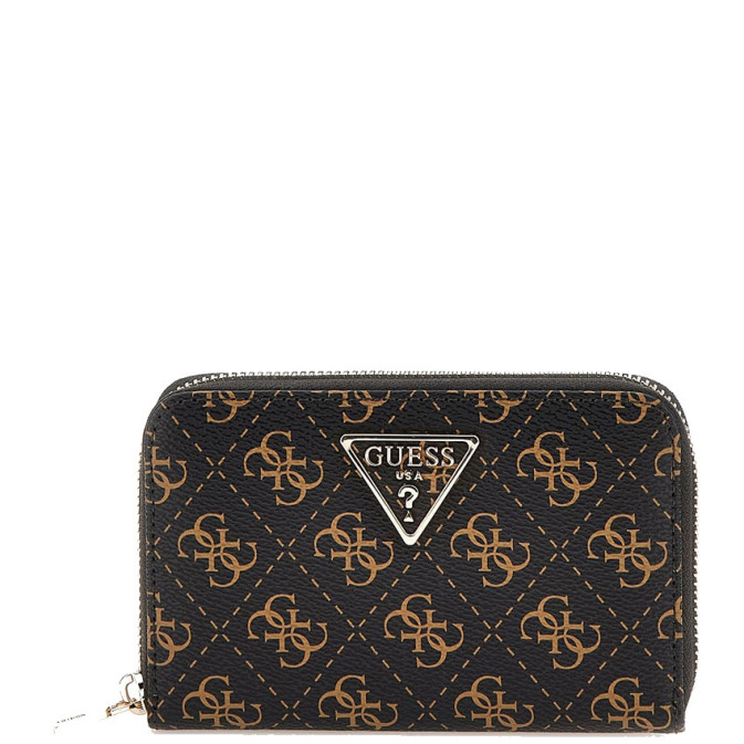 Guess Laurel Medium Zip Brown Logo Wallet