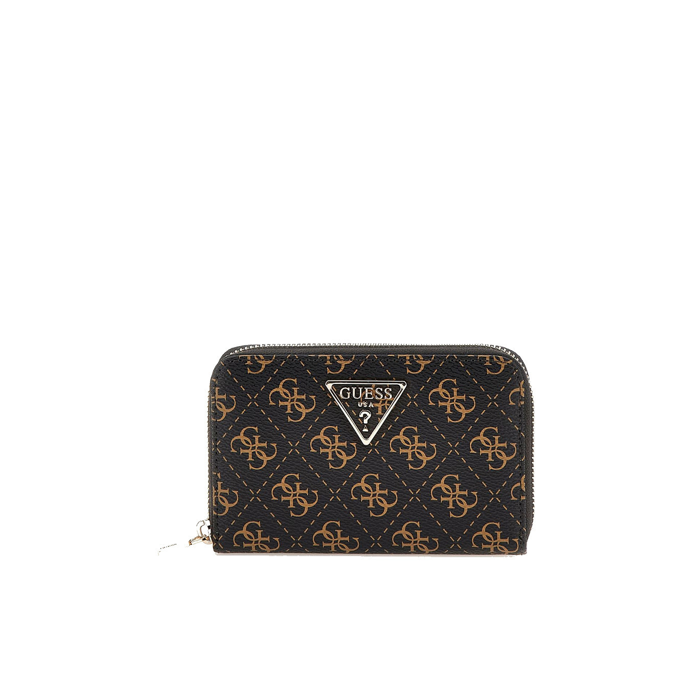 Guess Laurel Medium Zip Brown Logo Wallet