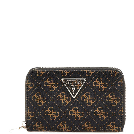 Guess Laurel Medium Zip Brown Logo Wallet