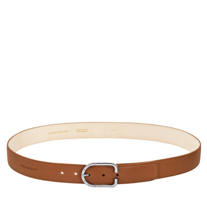 Longchamp Le Foulonné Leather Belt for Men Caramel