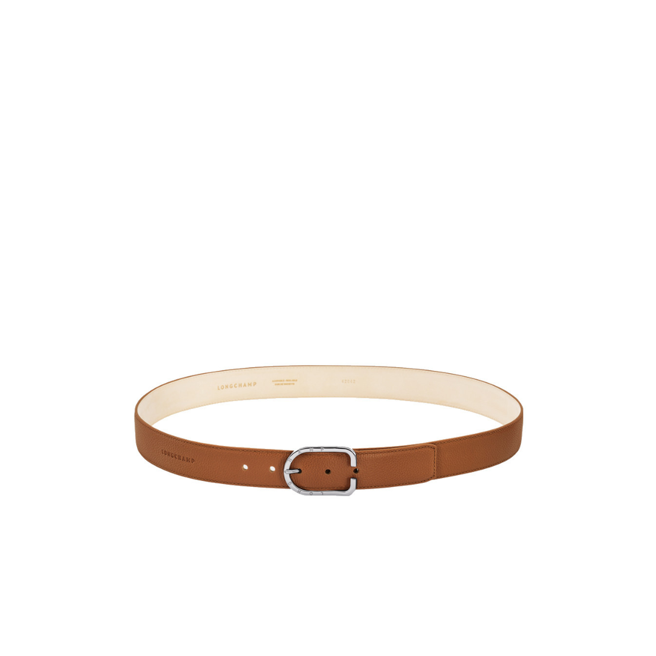 Longchamp Le Foulonné Leather Belt for Men Caramel