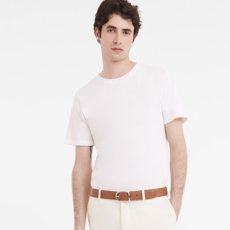 Longchamp Le Foulonné Leather Belt for Men Caramel