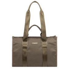 Lancaster Basic Faculty Large Shoulder Tote Bag 418-102 Taupe