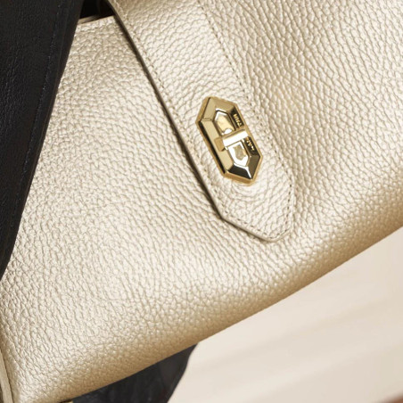 Lancaster Foulonne Double Hobo Bag 470-60 Pale Gold In Nude