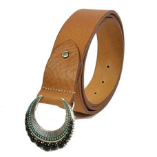 Berthille Missouri Leather Belt Adjustable Gold Turquoise