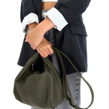 Ateliers Fourès Complice Small Zippered Hobo Bag C300 Khaki