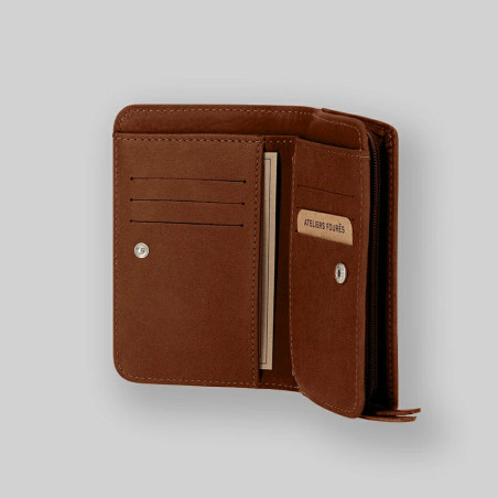 Ateliers Fourès Baroudeuse Coin Purse Back-to-Back Néréides B53 Tawny