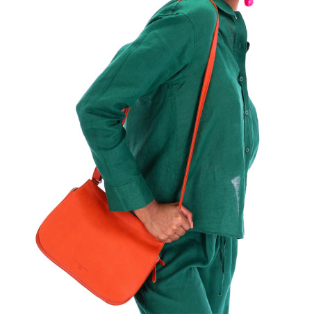 Les Ateliers Fourès Baroudeuse Sac Porté Travers Calypso B339 Orange confite porté