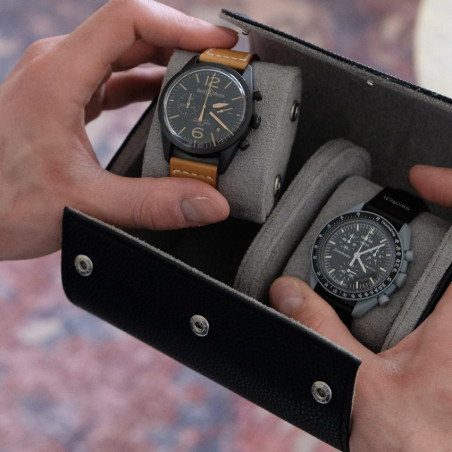 Maison Scarlett James Travel Case 2 Watches Synthetic Leather Black