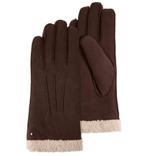 Isotoner Women's Suede Faux Fur Lined Gloves 7 Brown
