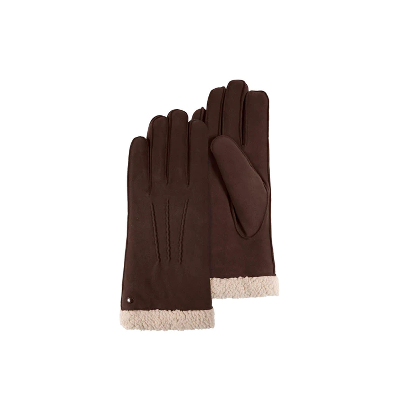 Isotoner Women's Suede Faux Fur Lined Gloves 7 Brown