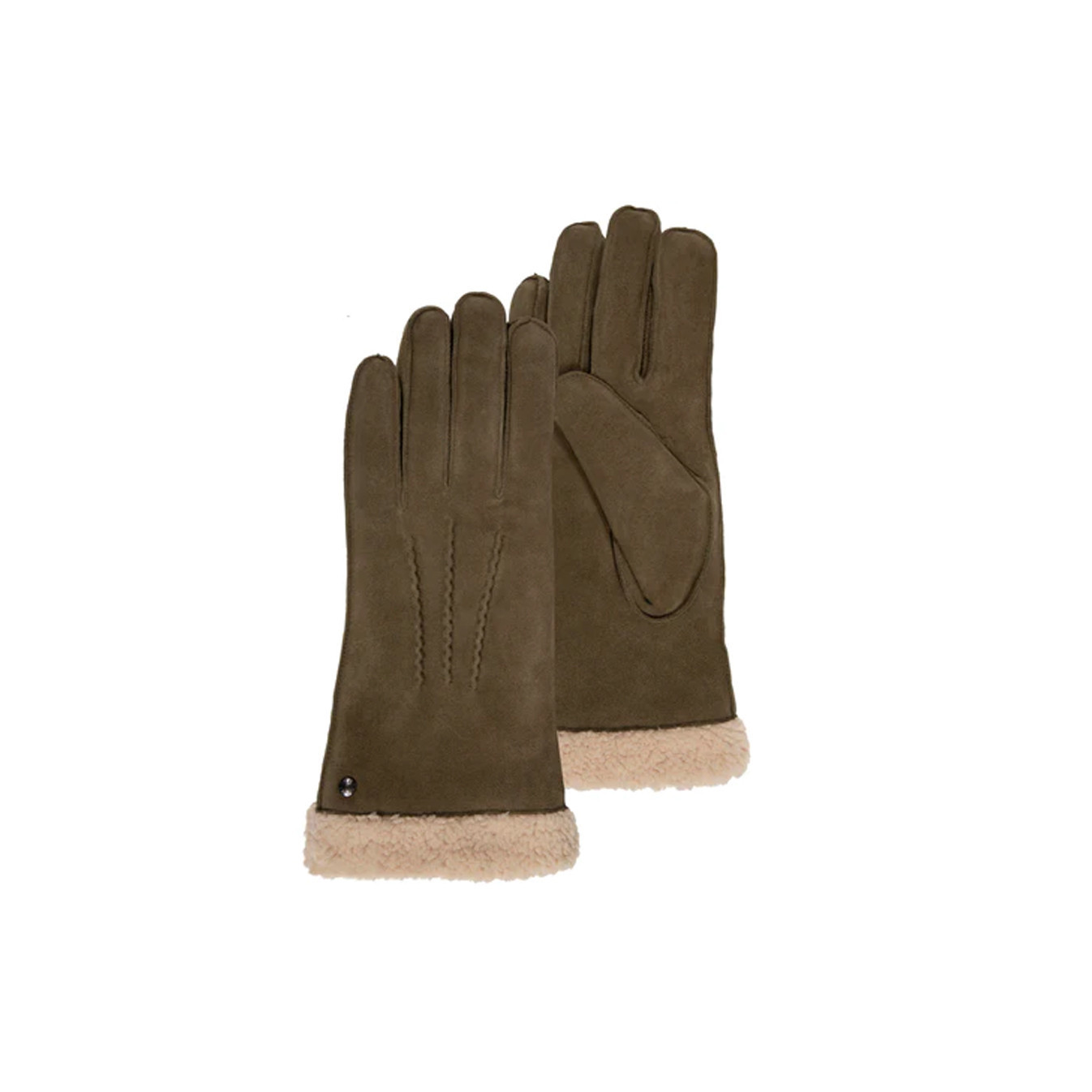 Isotoner Women's Suede Lined Leather Gloves 7.5 Olive