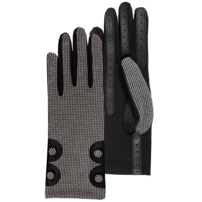 Isotoner Women's Touchscreen Gloves Houndstooth Black