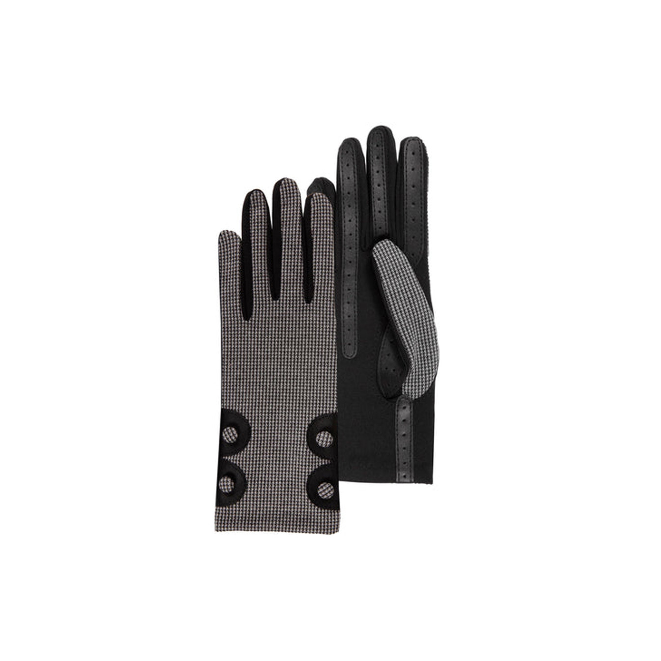 Isotoner Women's Touchscreen Gloves Houndstooth Black