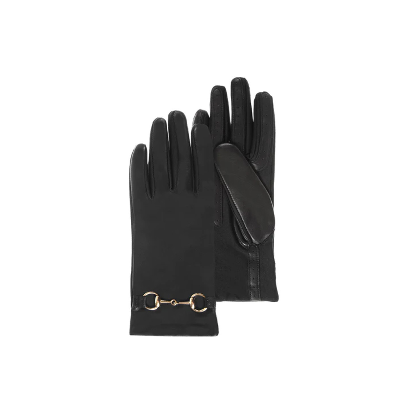 Isotoner Women's Touchscreen Leather Lined Gloves Black