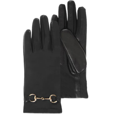 Isotoner Women's Touchscreen Leather Lined Gloves Black