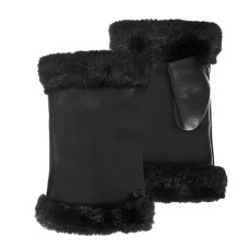 Isotoner Women's Lamb Leather and Faux Fur Gloves Size 7 Black