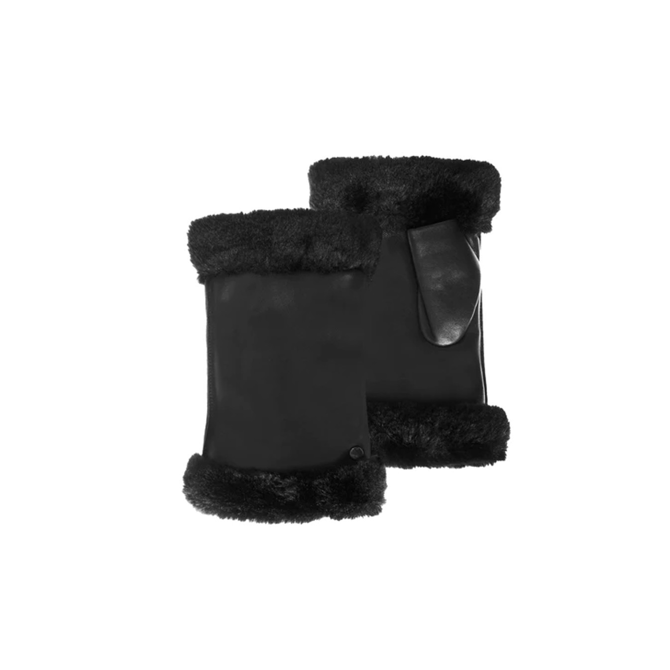 Isotoner Women's Leather and Faux Fur Gloves Size 7.5 Black