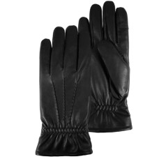 Isotoner Men's Leather Touchscreen Lined Gloves Size 8 Black