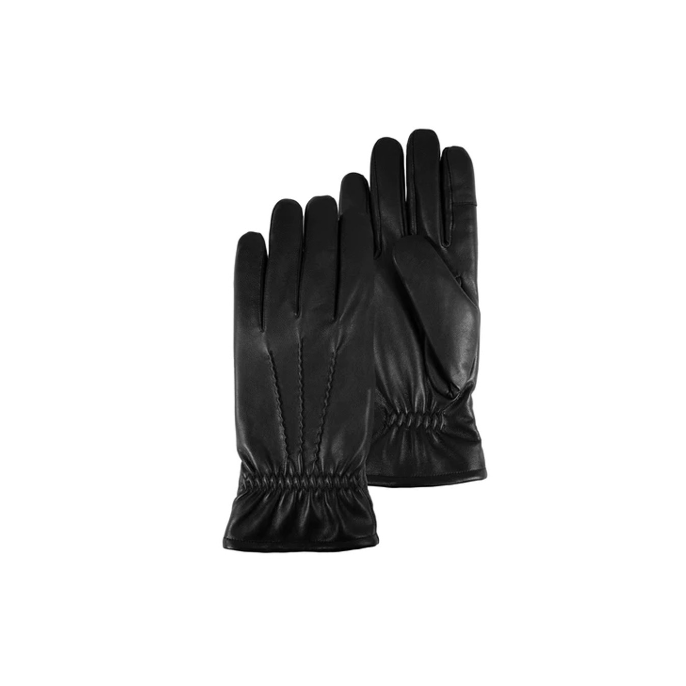 Isotoner Men's Leather Touchscreen Lined Gloves Size 8 Black