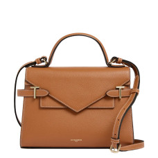 Le Tanneur Emilie Sac à main double rabat en Cuir grainé Tan face