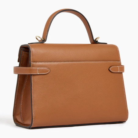 The Tanner Emilie Double Flap Grainy Tan Leather Handbag